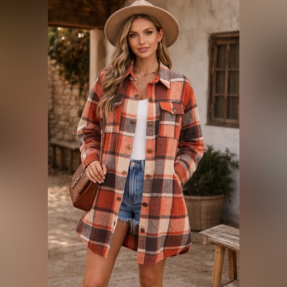 SHEIN Jackets & Blazers - Cozy Plaid Shacket – Perfect for Fall Layering!